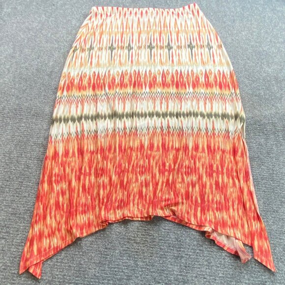 Chico's Skirt Women's 2 US Medium Asymmetrical Midi Tribal Boho Cottage Fairy‎ - Picture 2 of 16